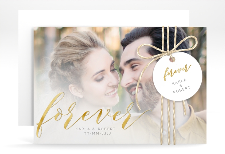 Save the Date-Karte Promise A6 Karte quer weiss gold