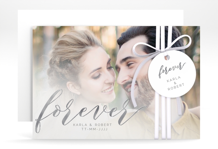 Save the Date-Karte Promise A6 Karte quer weiss silber