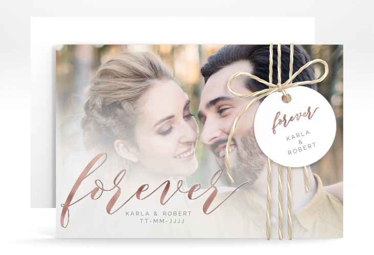 Save the Date-Karte Promise A6 Karte quer weiss rosegold