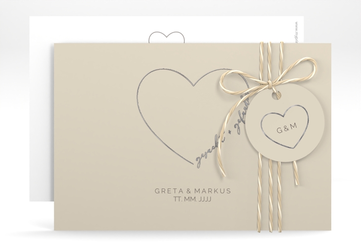 Save the Date-Karte Lebenstraum A6 Karte quer beige silber