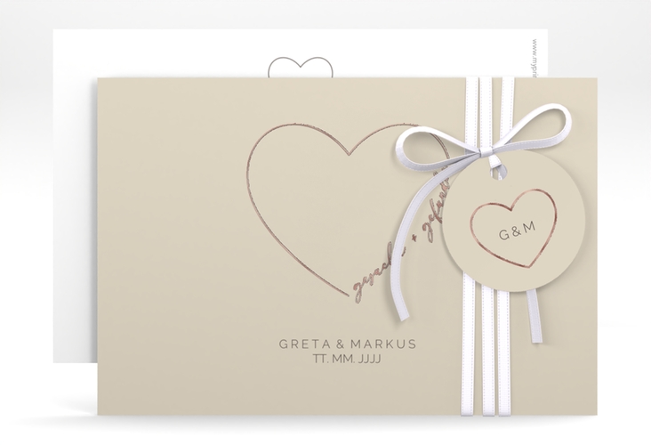 Save the Date-Karte Lebenstraum A6 Karte quer beige rosegold