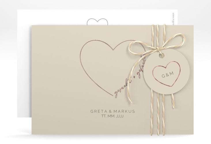 Save the Date-Karte Lebenstraum A6 Karte quer beige rosegold
