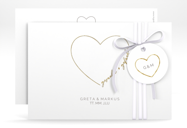 Save the Date-Karte Lebenstraum A6 Karte quer weiss gold