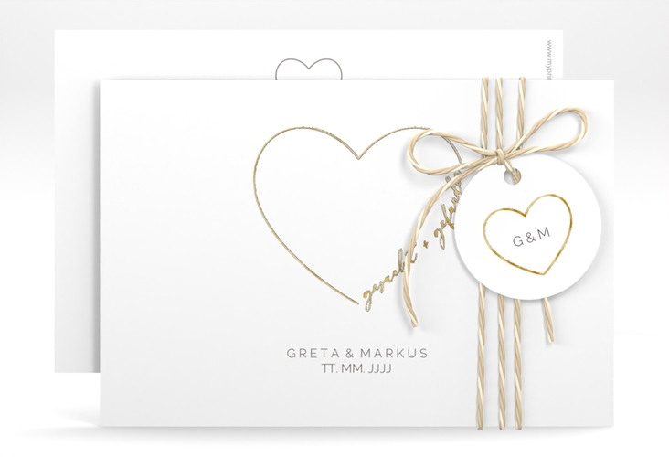 Save the Date-Karte Lebenstraum A6 Karte quer weiss gold