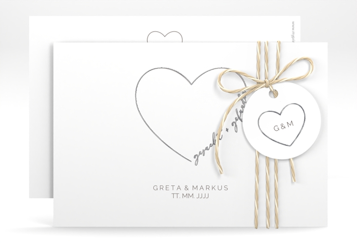 Save the Date-Karte Lebenstraum A6 Karte quer weiss silber