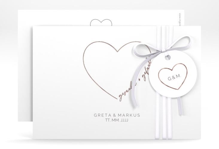 Save the Date-Karte Lebenstraum A6 Karte quer weiss rosegold
