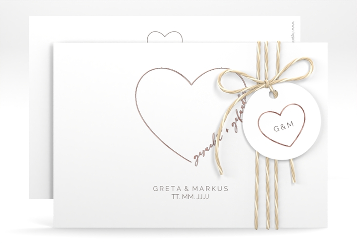 Save the Date-Karte Lebenstraum A6 Karte quer weiss rosegold