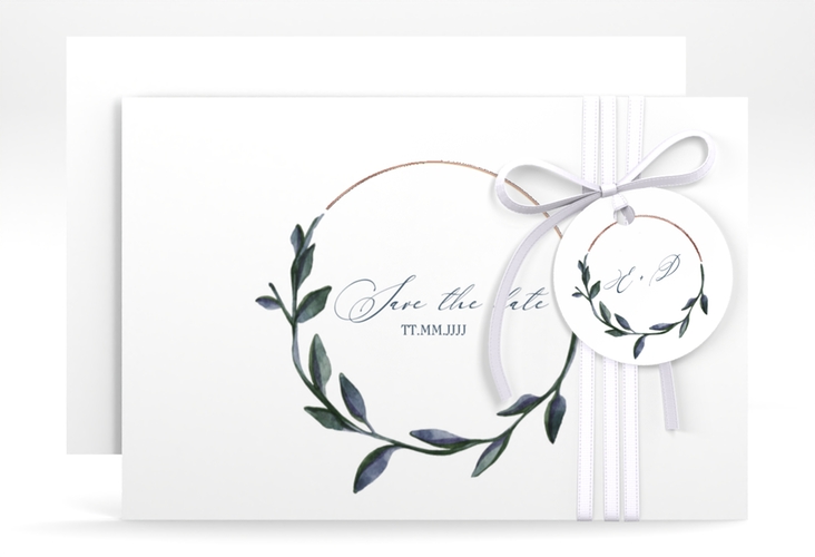 Save the Date-Karte Botanica A6 Karte quer weiss rosegold