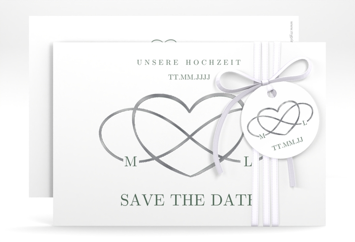 Save the Date-Karte Infinity A6 Karte quer gruen silber