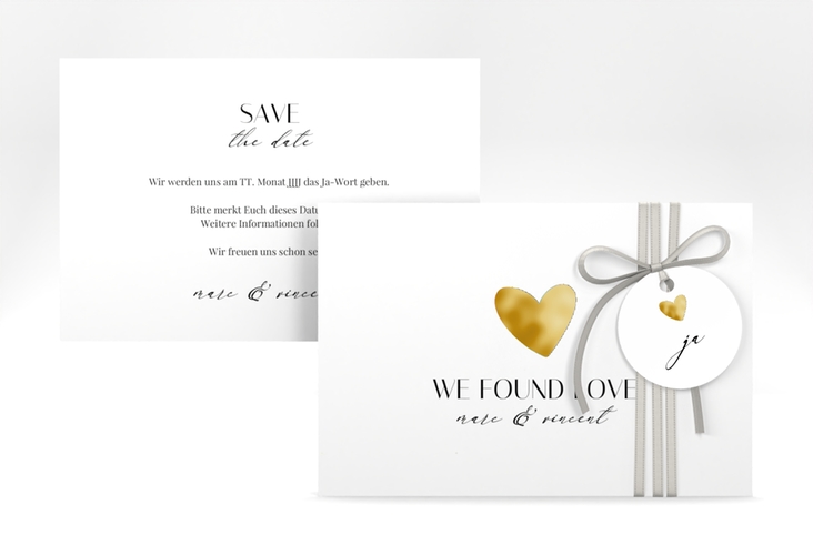 Save the Date-Karte Liebesbote A6 Karte quer bunt gold