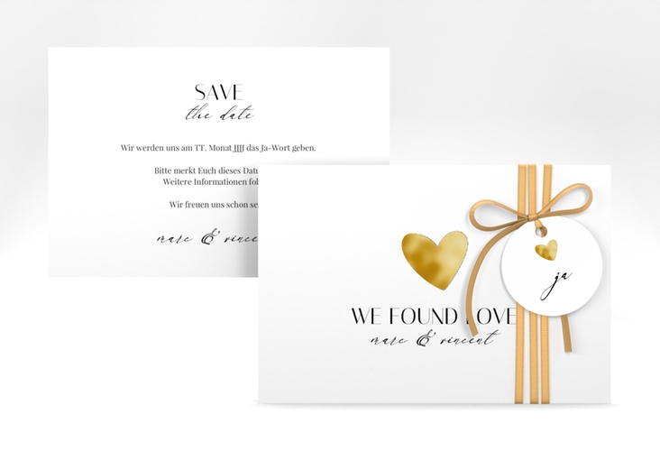 Save the Date-Karte Liebesbote A6 Karte quer bunt gold