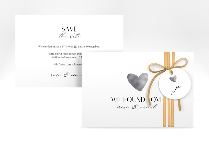 Save the Date-Karte Liebesbote A6 Karte quer bunt silber