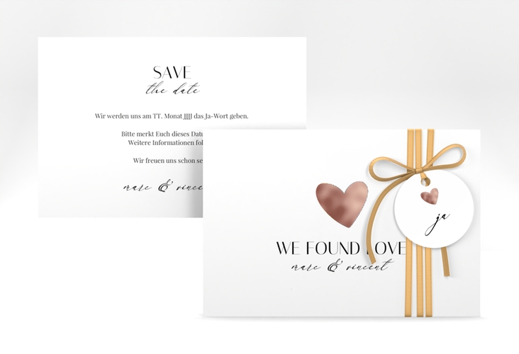 Save the Date-Karte Liebesbote A6 Karte quer bunt rosegold