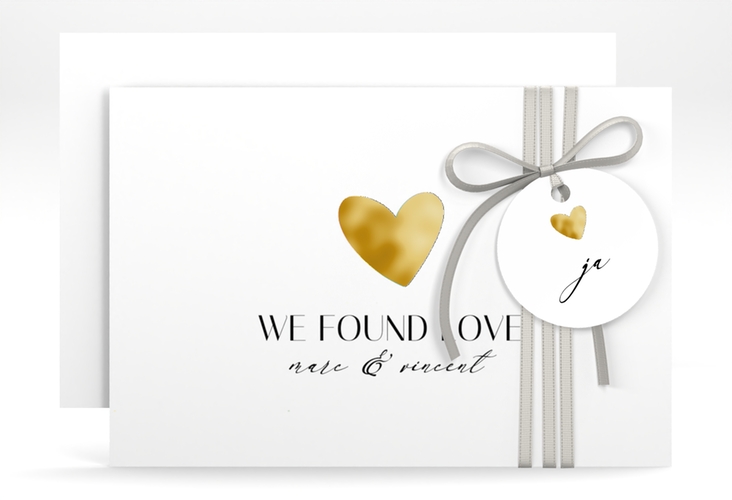Save the Date-Karte Liebesbote A6 Karte quer bunt gold