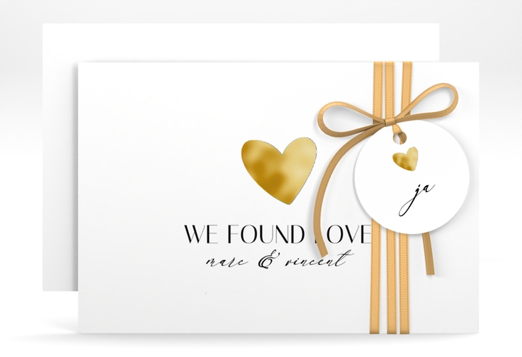 Save the Date-Karte Liebesbote A6 Karte quer bunt gold