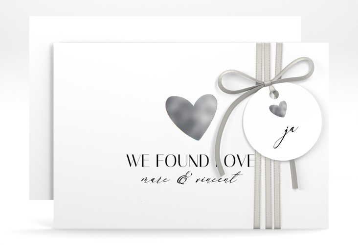 Save the Date-Karte Liebesbote A6 Karte quer bunt silber