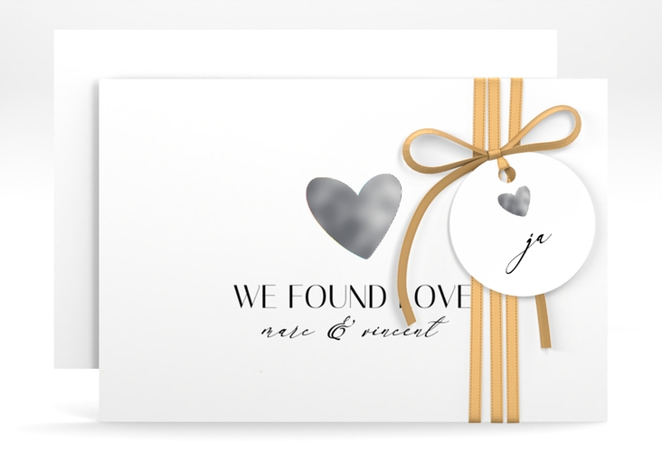 Save the Date-Karte Liebesbote A6 Karte quer bunt silber