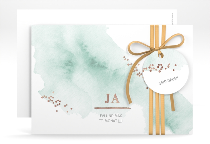 Save the Date-Karte Pastell A6 Karte quer mint rosegold