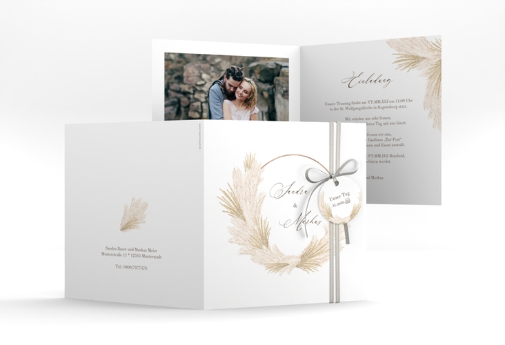 Hochzeitseinladung Pumila quadr. Klappkarte rosegold