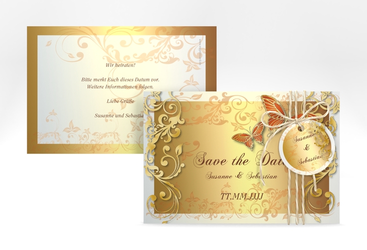 Save the Date-Karte Hochzeit Toulouse A6 Karte quer orange gold