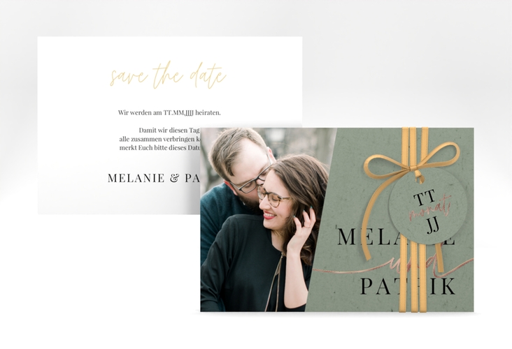 Save the Date-Karte Leichtigkeit A6 Karte quer gruen rosegold