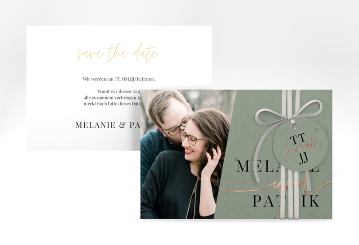 Save the Date-Karte Leichtigkeit A6 Karte quer gruen rosegold