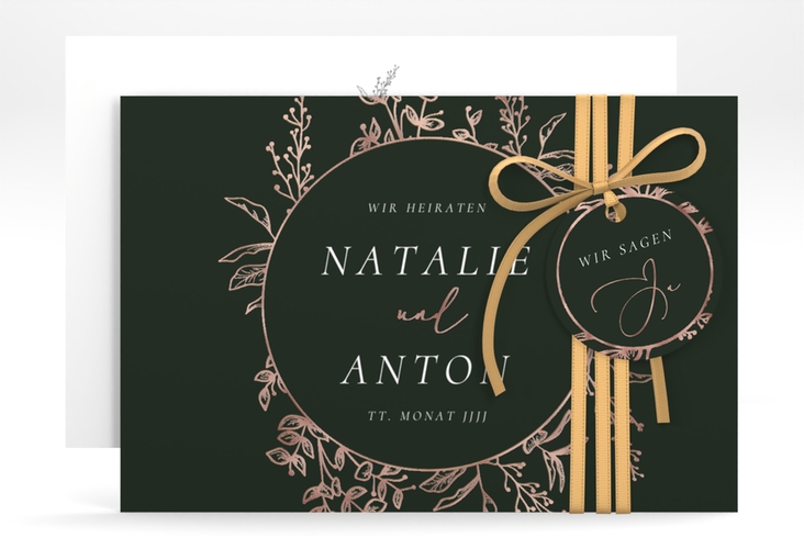 Save the Date-Karte Herbs A6 Karte quer gruen rosegold