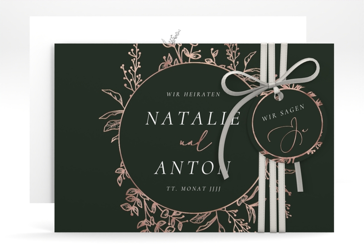 Save the Date-Karte Herbs A6 Karte quer gruen rosegold