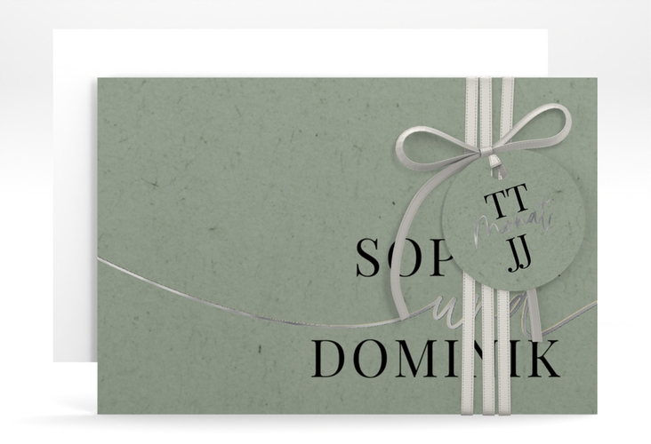 Save the Date-Karte Easy A6 Karte quer gruen silber im modernen minimalistischen Design