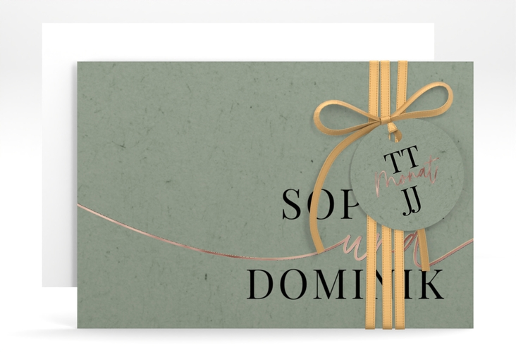 Save the Date-Karte Easy A6 Karte quer gruen rosegold im modernen minimalistischen Design