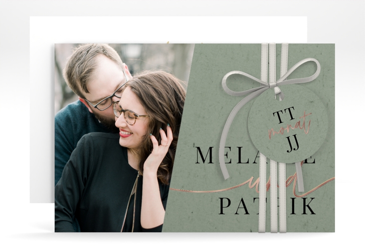 Save the Date-Karte Leichtigkeit A6 Karte quer gruen rosegold