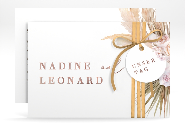 Save the Date-Karte Nude A6 Karte quer weiss rosegold