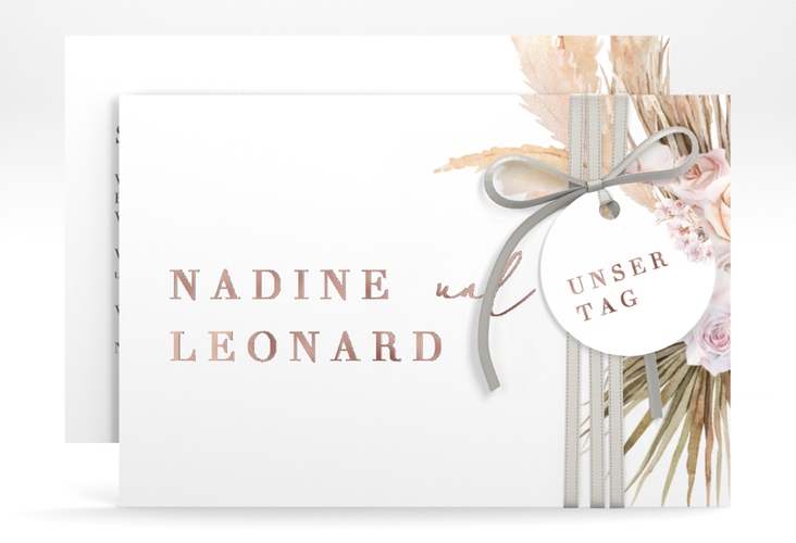 Save the Date-Karte Nude A6 Karte quer weiss rosegold