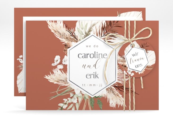 Save the Date-Karte Bohemian A6 Karte quer orange silber