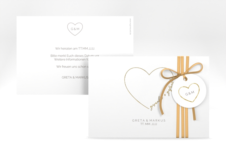 Save the Date-Karte Lebenstraum A6 Karte quer weiss gold