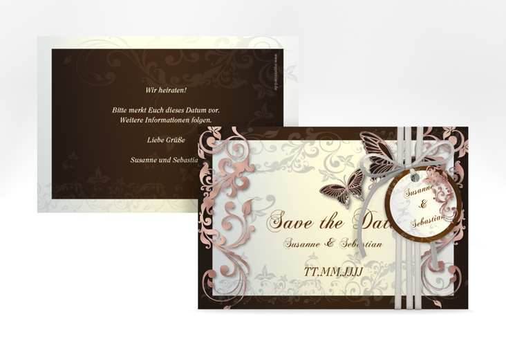 Save the Date-Karte Hochzeit Toulouse A6 Karte quer braun rosegold