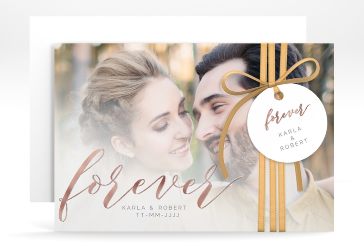 Save the Date-Karte Promise A6 Karte quer weiss rosegold