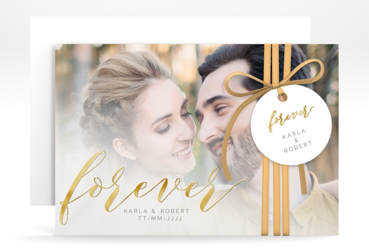 Save the Date-Karte Promise A6 Karte quer weiss gold