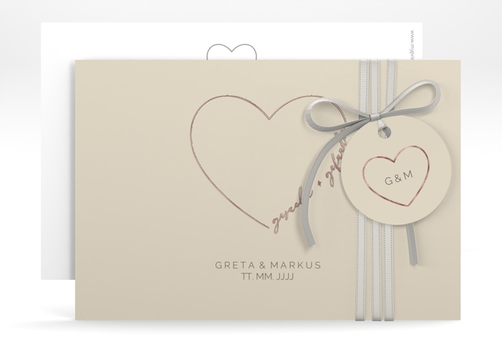 Save the Date-Karte Lebenstraum A6 Karte quer beige rosegold