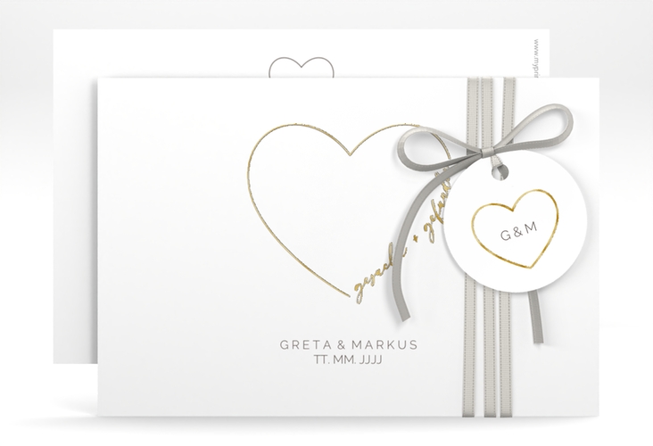 Save the Date-Karte Lebenstraum A6 Karte quer weiss gold