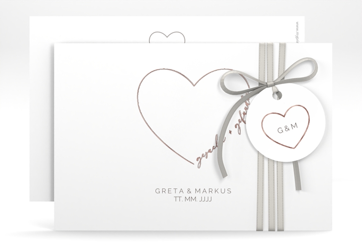 Save the Date-Karte Lebenstraum A6 Karte quer weiss rosegold