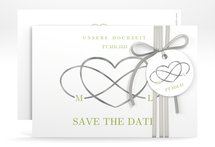 Save the Date-Karte Infinity A6 Karte quer gruen silber