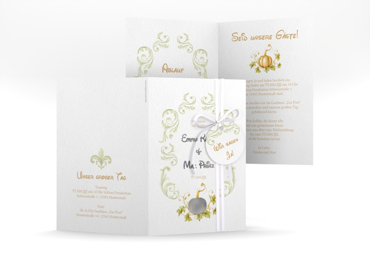 Einladungskarte Hochzeit Märchenhaft A6 Klappkarte hoch silber