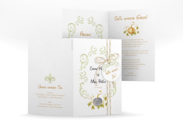 Einladungskarte Hochzeit Märchenhaft A6 Klappkarte hoch silber