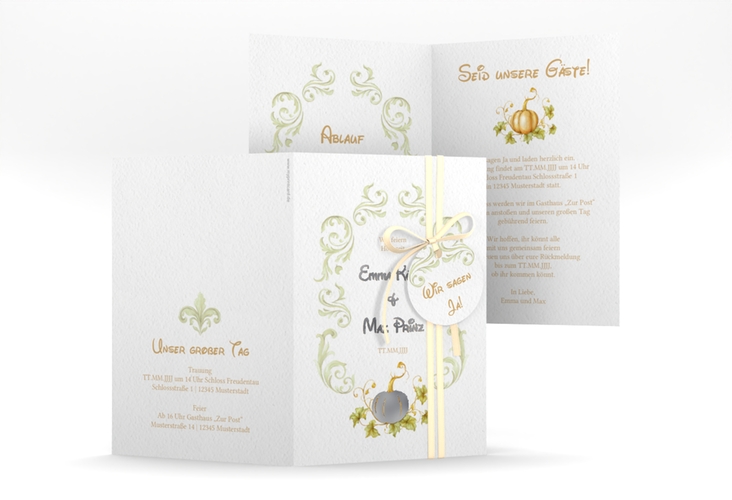 Einladungskarte Hochzeit Märchenhaft A6 Klappkarte hoch silber