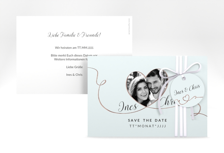 Save the Date-Karte Hochzeit Dolce A6 Karte quer tuerkis rosegold