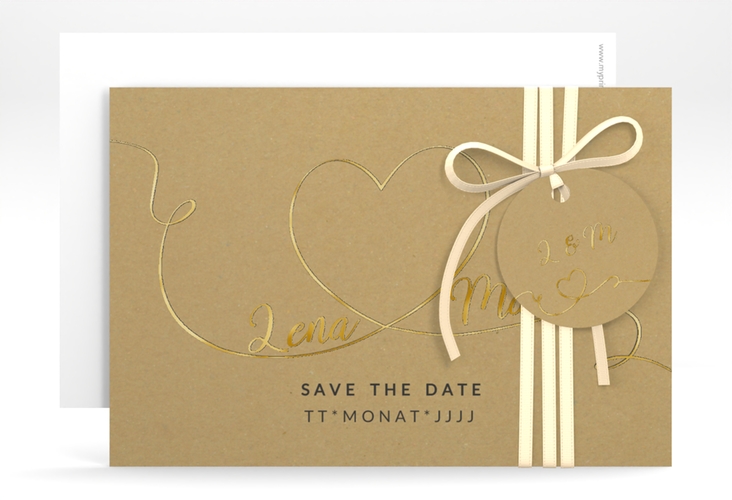 Save the Date-Karte Herzensbund A6 Karte quer schwarz gold