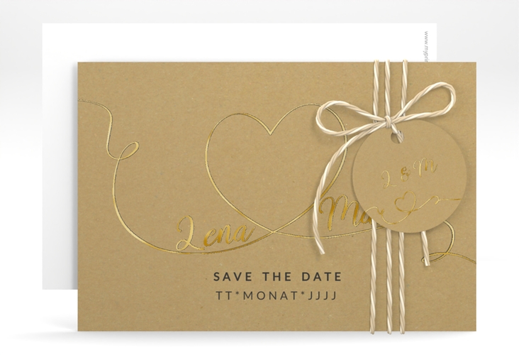 Save the Date-Karte Herzensbund A6 Karte quer schwarz gold