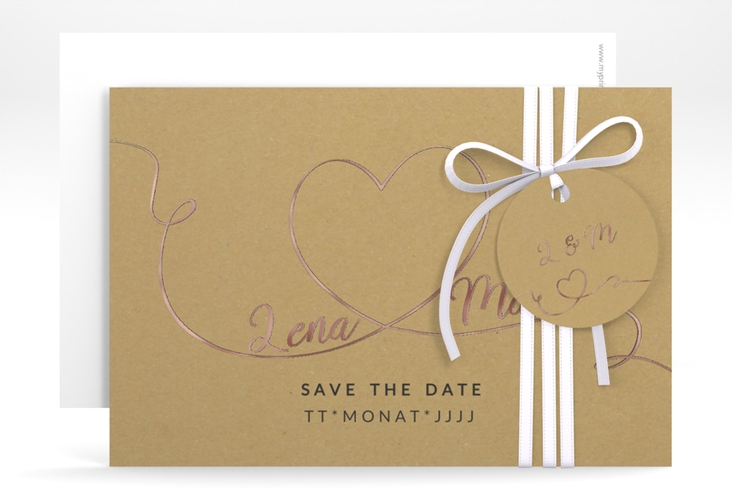 Save the Date-Karte Herzensbund A6 Karte quer schwarz rosegold