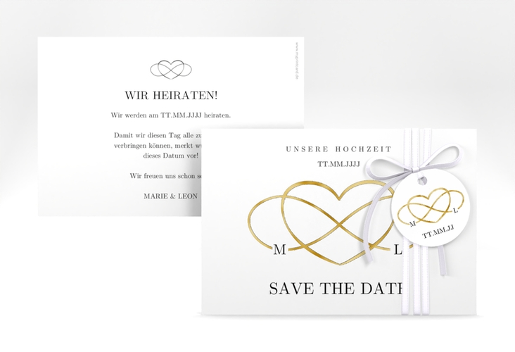 Save the Date-Karte Infinity A6 Karte quer schwarz gold